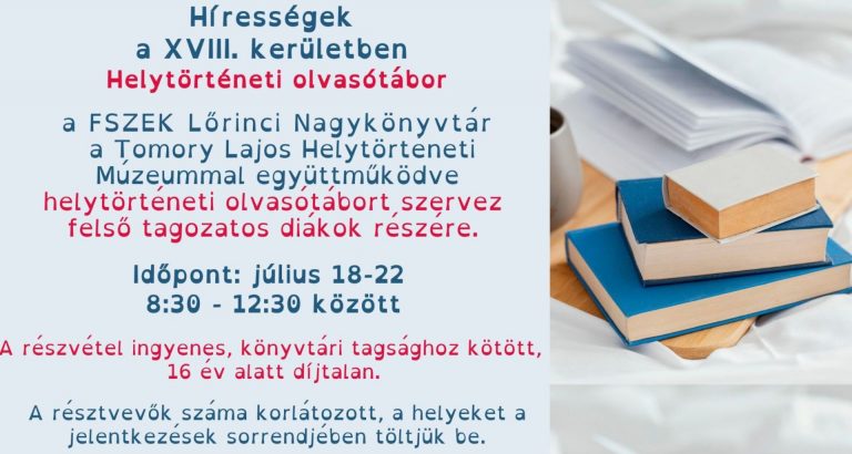 Hírességek a XVIII. kerületben – Helytörténeti olvasótábor