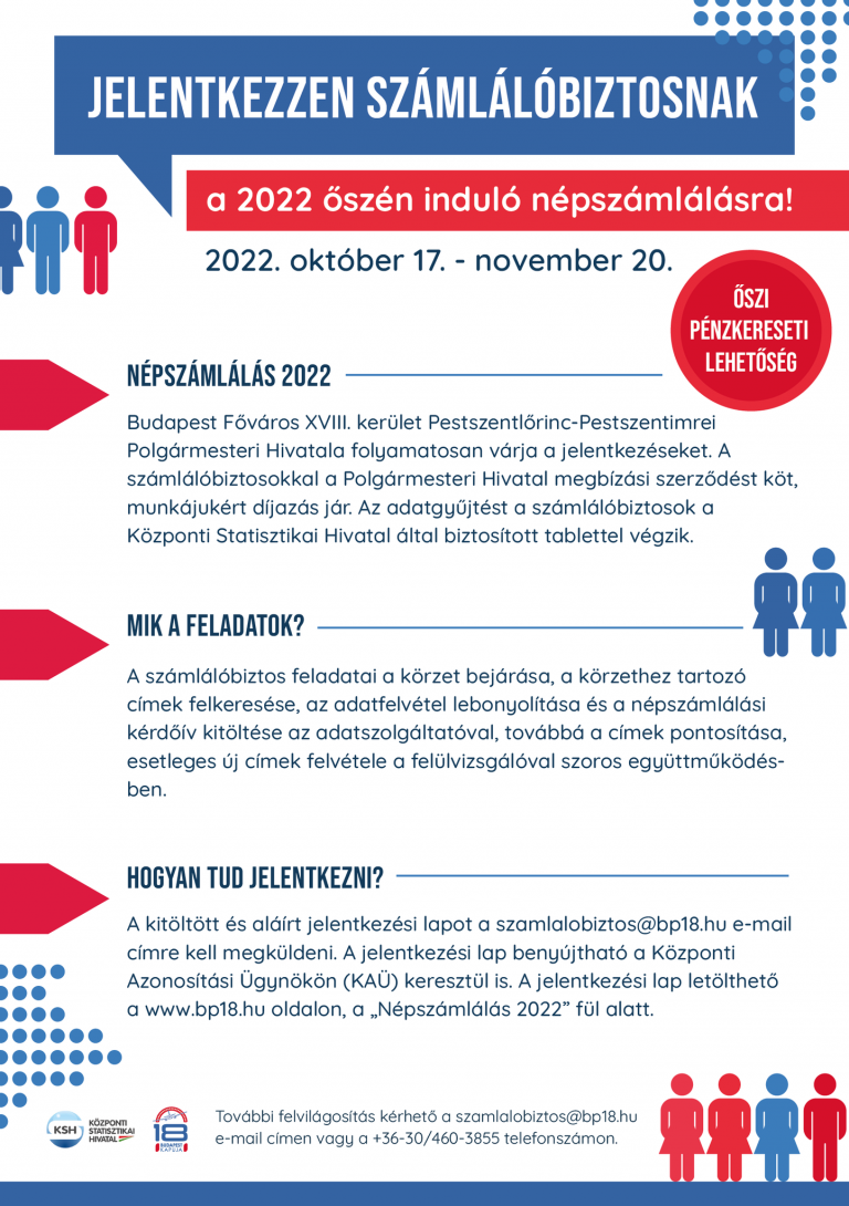 🗒 Őszi pénzkereseti lehetőség – még lehet jelentkezni számlálóbiztosnak!